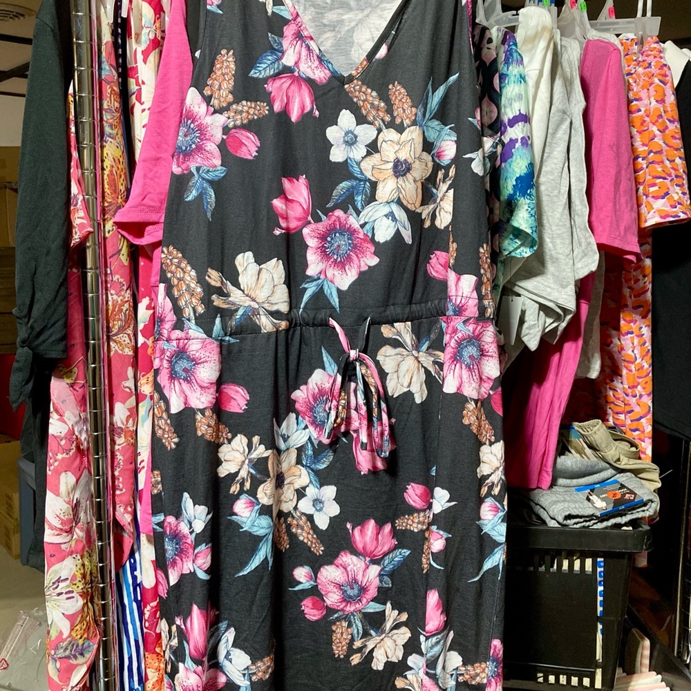 Floral Tropical Black Dress